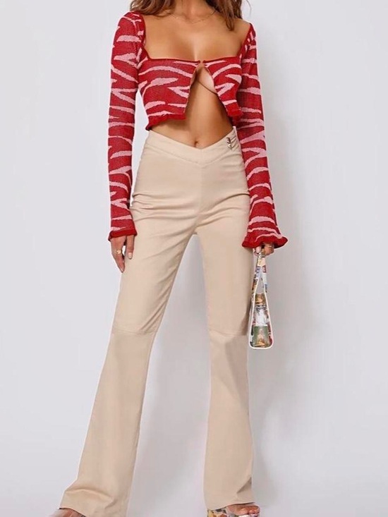 Tiger Mist Pants - NWT Tiger Mist Jadene Pants Tan Wide Leg V Waist High Rise Trousers S